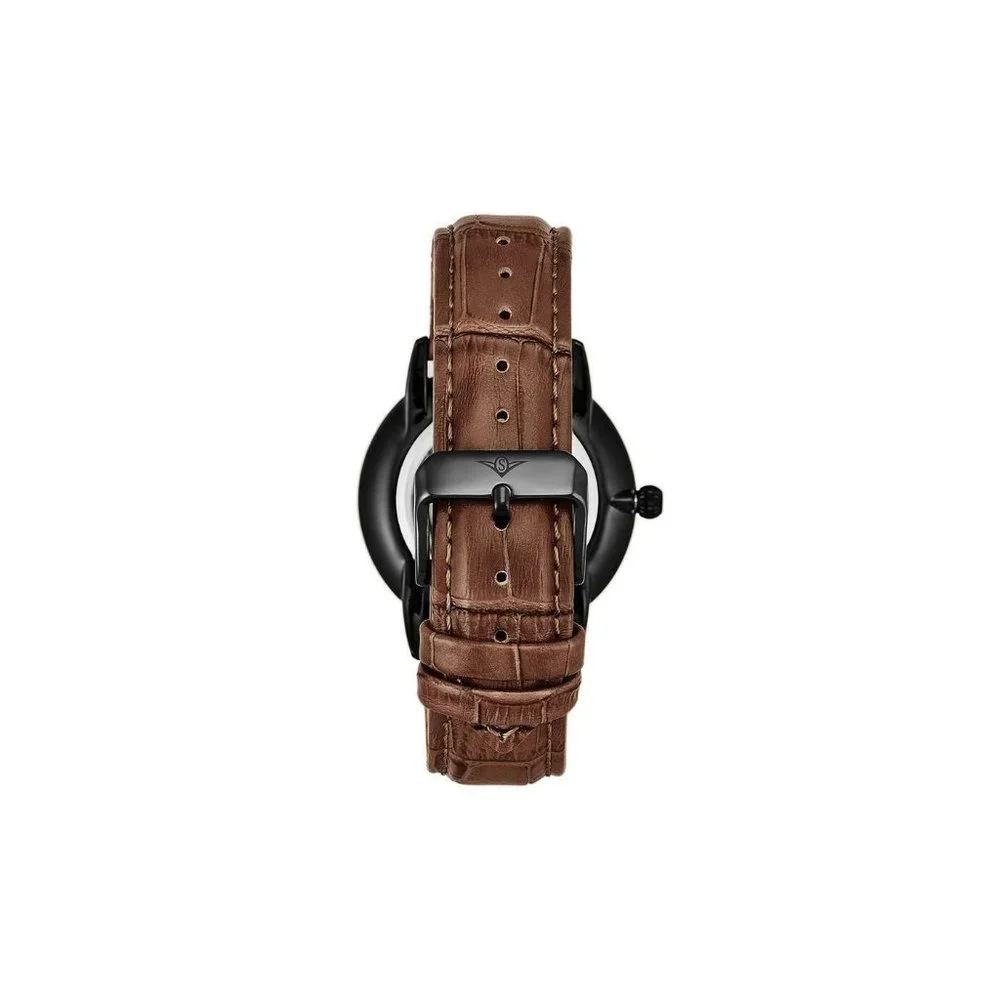 Stuhrling Mens 8.5mm Brown or Gray Leather Watch